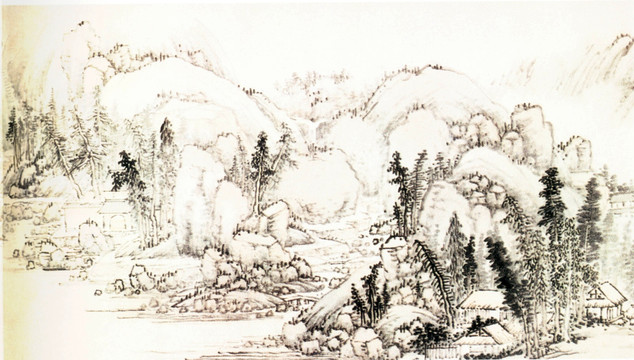 張宏 西山爽氣圖