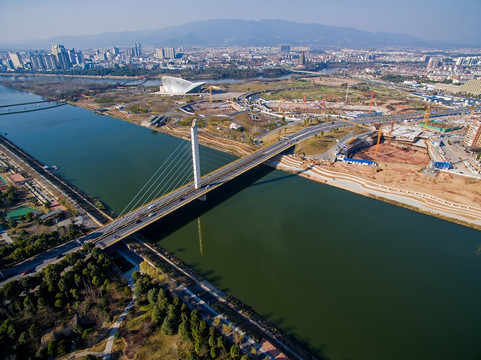 金华金婺大桥航拍全景