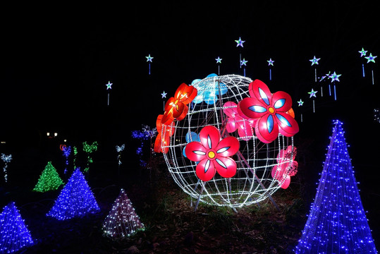 兰溪市中洲公园夜景 星球花灯