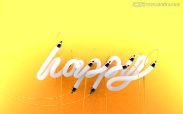 快乐 HAPPY 创意立体字