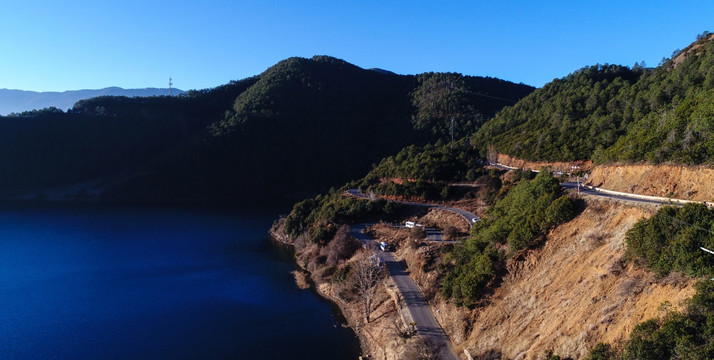 泸沽湖 航拍 俯视