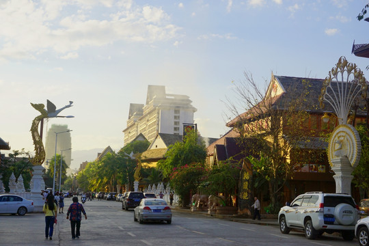 告庄西双景街景 傣族孔雀路灯