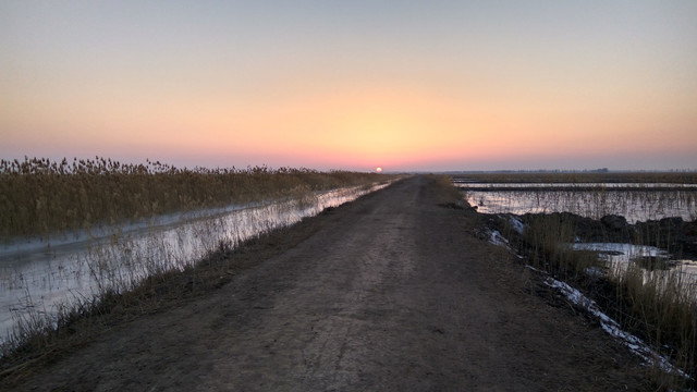 平原夕阳，夕阳美景，晚霞