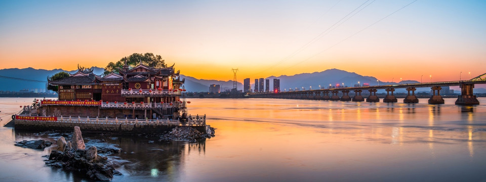 福州金山寺夕阳 全景图