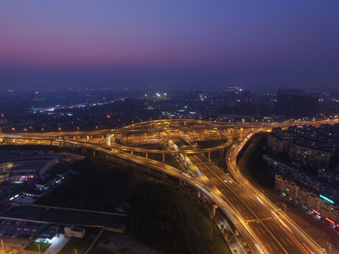 宁波机场路高架枢纽夜景