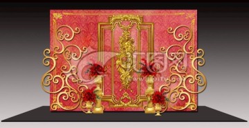 紅金歐式婚禮迎賓區(qū)
