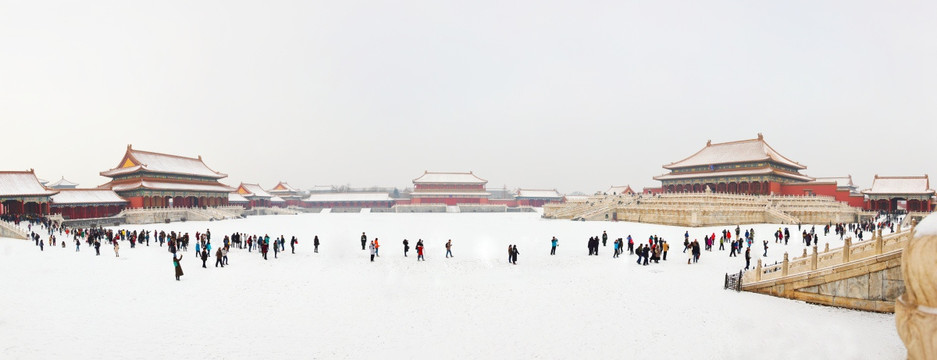 故宫雪景 合影接片