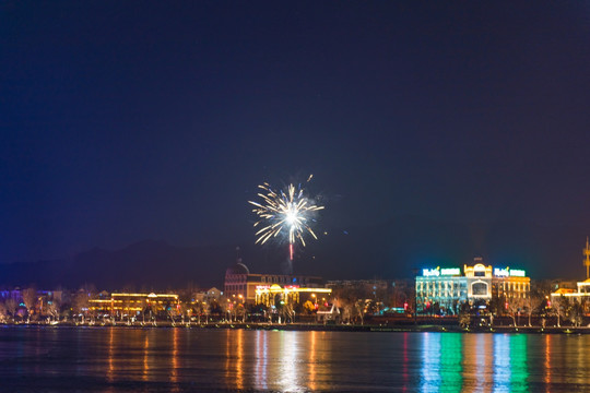 焰火 春节延庆 夜景