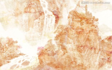 流水生財(cái)山水風(fēng)景大理石紋背景墻