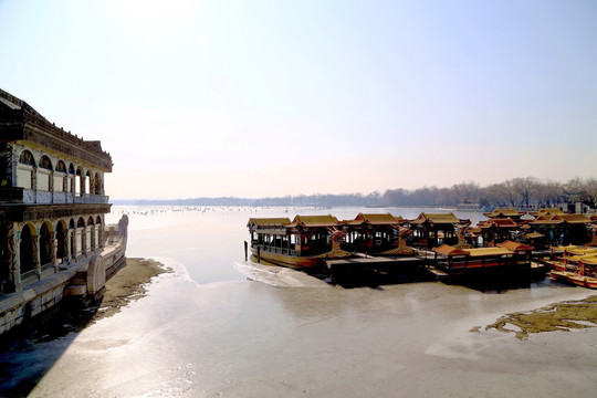 昆明湖 冬景 画舫