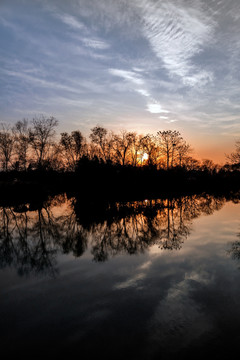 西溪湿地日落风光