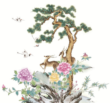 鹿鶴同春