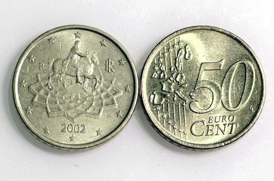欧元 50分硬币 正反面