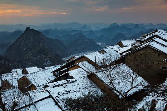 航拍 油岭 雪景 连南 粤北