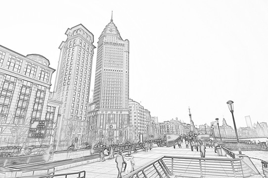 上海建筑线描