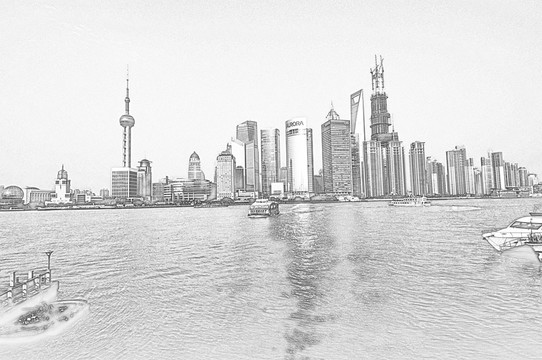 上海建筑線描