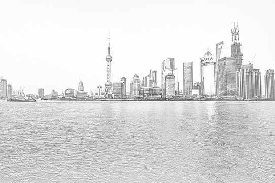 上海建筑線描
