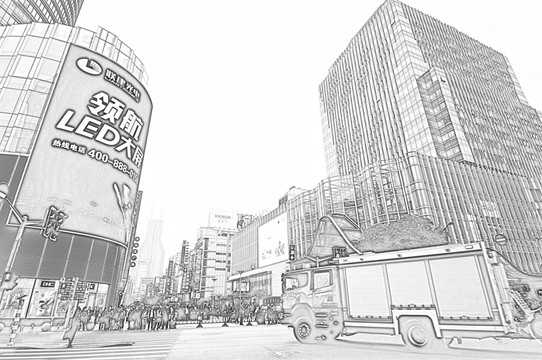 上海建筑線描