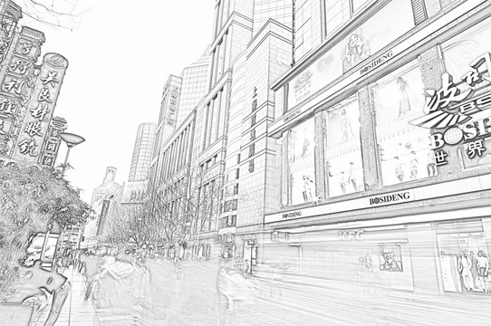 上海建筑線描
