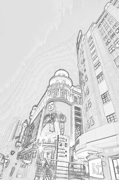 上海建筑線描