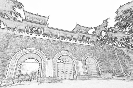 南京城市線描