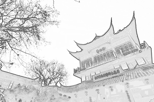 南京城市線描