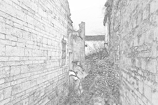 古建筑線描