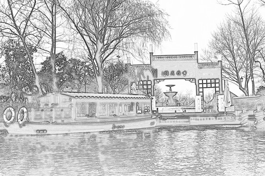 西溪濕地線描