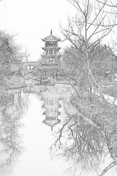 古鎮(zhèn)線描