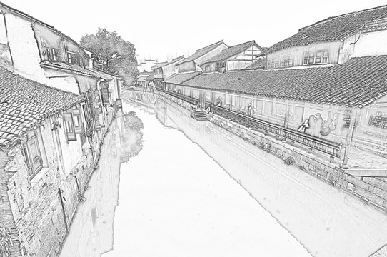 古鎮(zhèn)線描