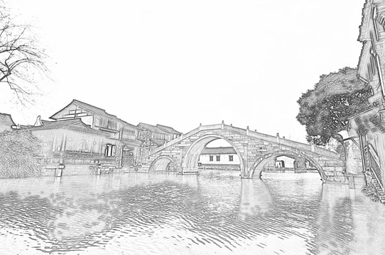 古鎮(zhèn)線描