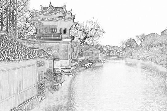 古鎮(zhèn)線描