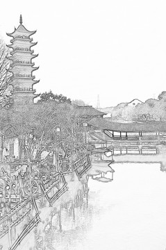 古鎮(zhèn)線描