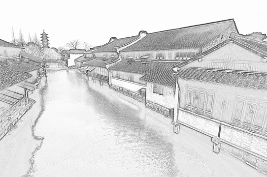 古鎮(zhèn)線描