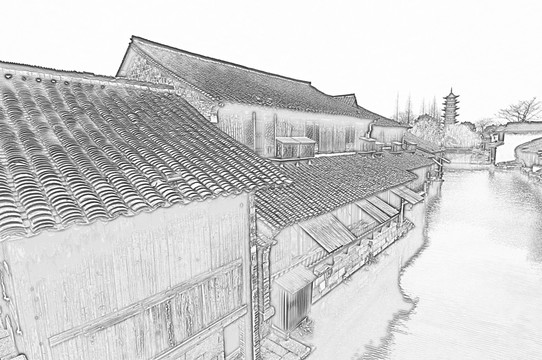 古鎮(zhèn)線描