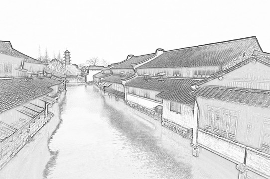 古鎮(zhèn)線描