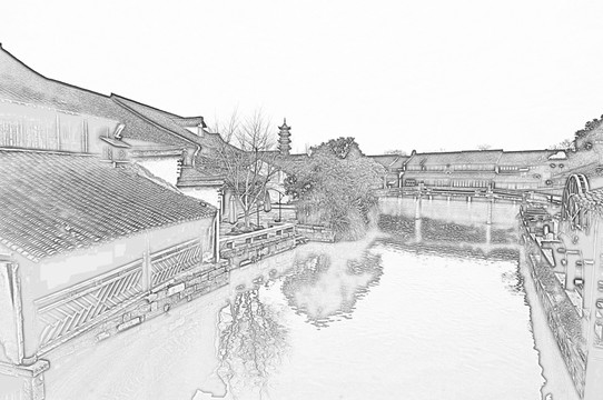 古鎮(zhèn)線描