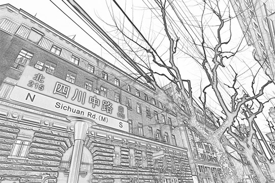 上海建筑線描