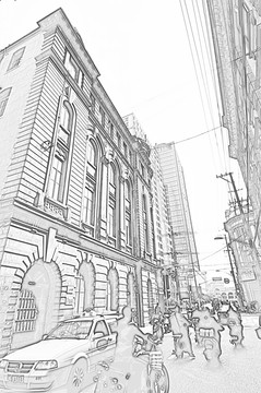 上海建筑線描