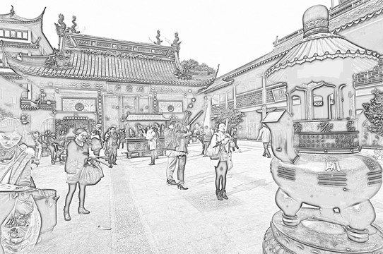 古鎮(zhèn)線描