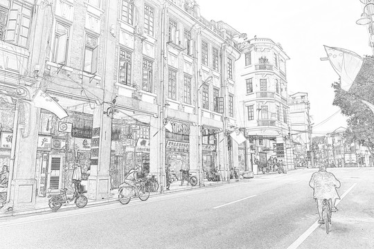 廣州西關(guān)建筑線描