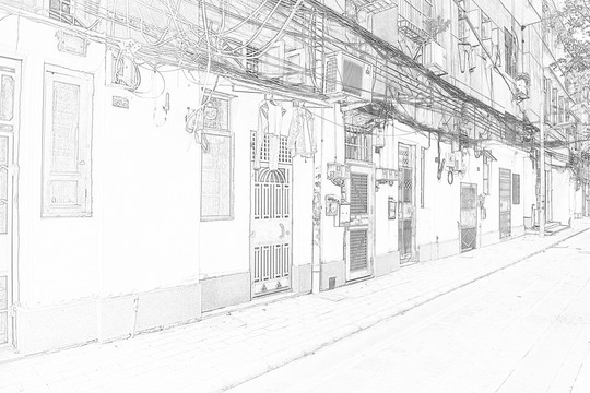 廣州西關(guān)建筑線描
