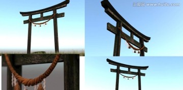 日式鳥居牌坊古建筑3D模型
