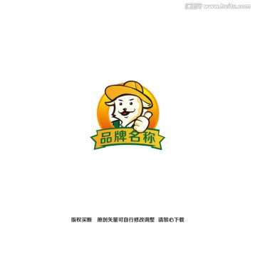 羊农民卡通logo