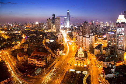 天津小白楼夜景 天津南京路夜景