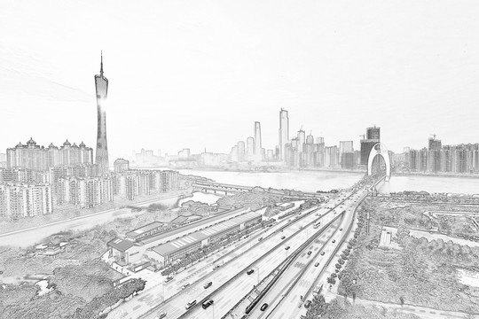 廣州地標(biāo)線描