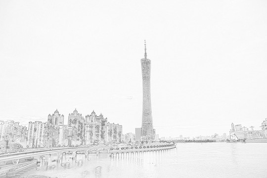 廣州地標(biāo)線描
