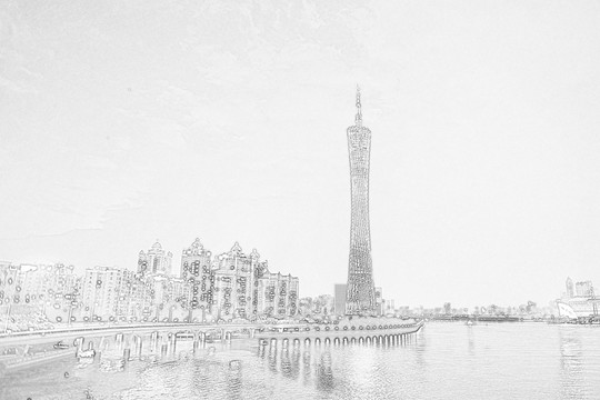 廣州地標(biāo)線描