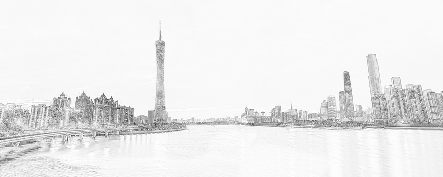 珠江兩岸線(xiàn)描