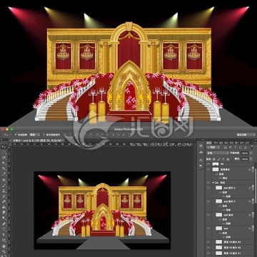 婚礼 欧式皇家 舞台效果图设计